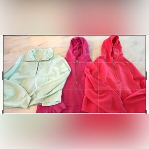 Lululemon scuba half zip / hoodie sonic pink lip gloss mint xl xxl